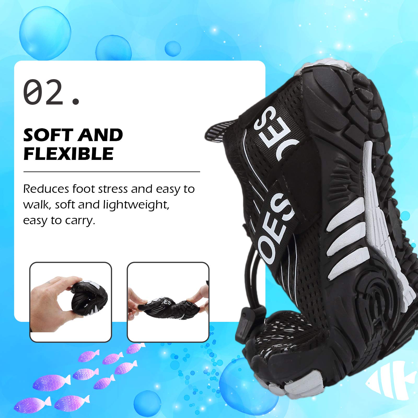 DimaiGlobal Calzado Descalzos Niñas Niños Zapatillas de Trail Running Barefoot Secado Rápido Zapatos de Agua Transpirable Antideslizante para Playa 29EU Negro