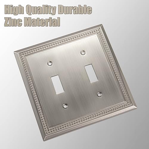 Vista 522 de Henne Bery Sunken Pearls - placa decorativa de pared para interruptor (Palanca simple, 2 unidades, níquel satinado)