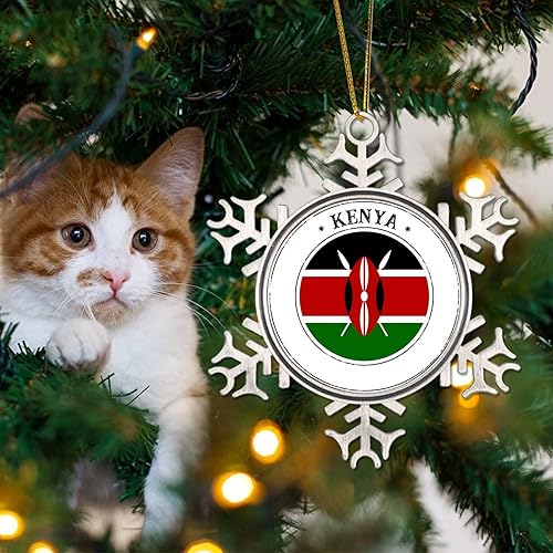 Miniatura 4 de Adornos de Navidad de Kenia para niños, bandera de Kenia, regalo festivo, copo de nieve, adorno de árbol de Navidad, bandera nacional, recuerdo de