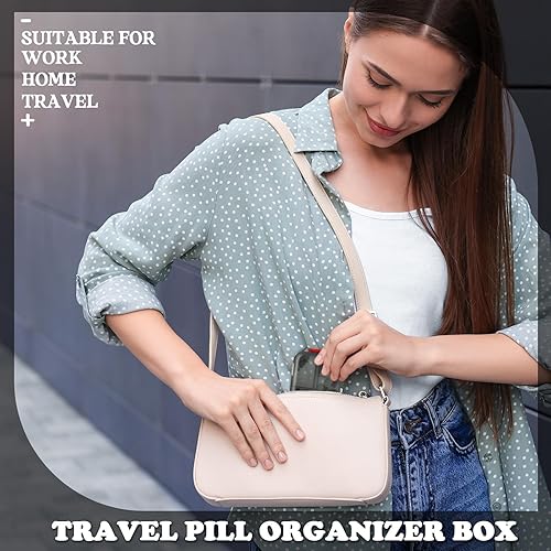 Miniatura 5 de meekoo Pastilleros de viaje, 8 unidades, portátil, pastillero, contenedor de píldoras diario, contenedor de farmacia, pequeño contenedor de viaje