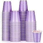 Roshtia 100 Pack 2 oz Christmas Plastic Shot Cups, Mini Disposable Shot Glasses 2 oz Party Cups for Wedding Christmas Winter Party, Beer Taste Serving, Snacks(Lavender Purple)