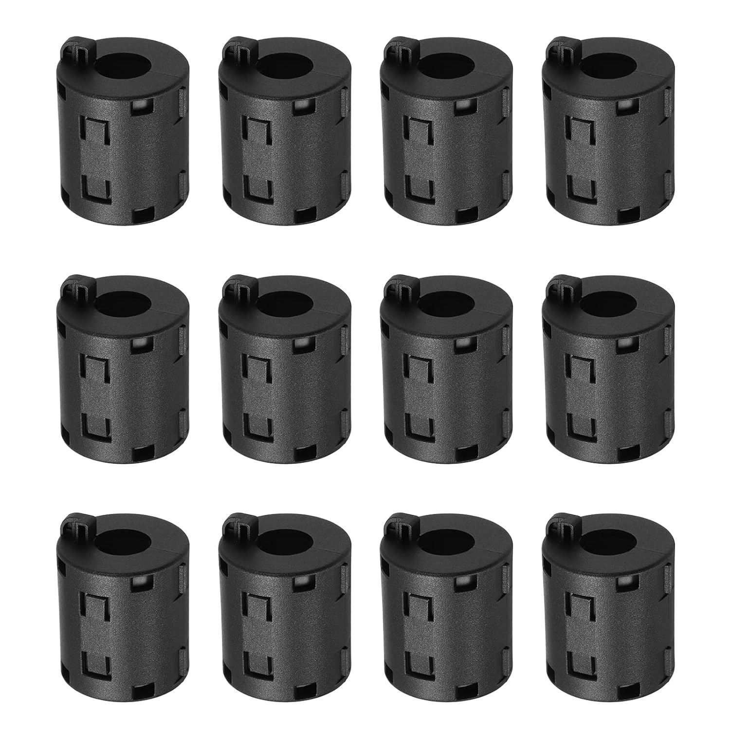 uxcell 12 Pcs Ferrite Filter Ring Core RFI EMI Noise Suppression Cable Clip ID 13mm 0.51Inch with Ears for Electronic Devices, Industry, Black