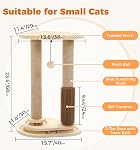 Made4Pets 23,6'' Poste de craquage de chat avec perche de lit nuageux & Jouets pour Chats Indoor, Tour d'Arbre de Petit Chat avec Cracher de Chat Sisal & 2 Bals de piste pour les chats, les chatons