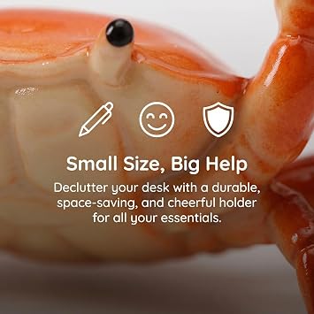 Funny Crab Pen Holder for Desk, 2 PCS Creative Weightlifting Crab Pencil Holder, Novelty Desk Decorations and Office Accessories, Cute Crab Stationery Organizer for Pens, Brushes (Red and Blue)