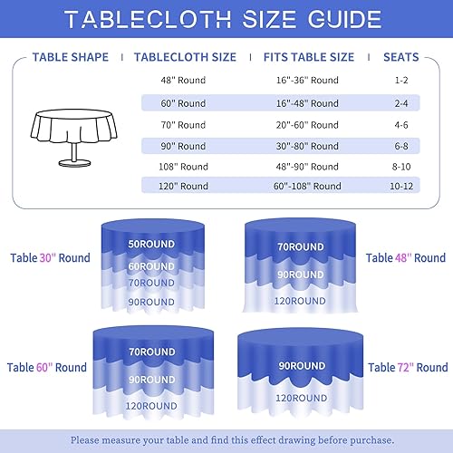 Miniatura 700 de Paquete de 8 manteles redondos blancos de 90 pulgadas, manteles redondos de poliéster lavables para mesa de tela decorativa resistente a