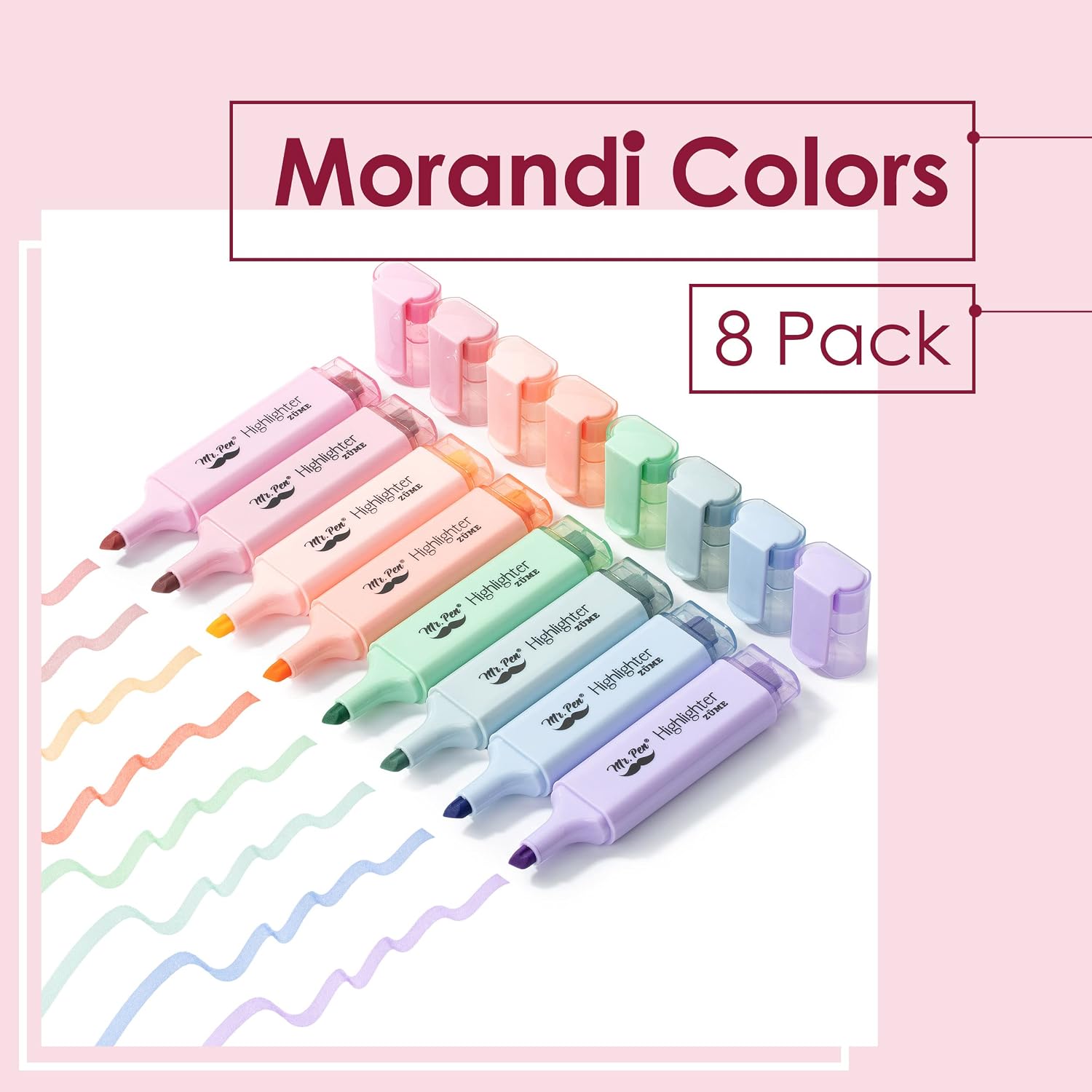 Mr. Pen- Highlighter, 8 Pack, Morandi Colors, Chisel Tip Pastel Highlighter, Highlighters Pastel, Cute Highlighters, Pastel Highlighter Set, Highliterers Marker, Highlighters Assorted Colors