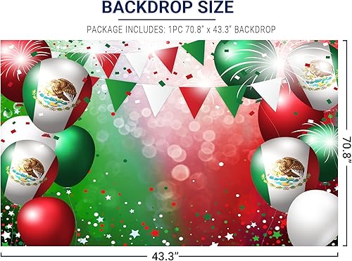 Miniatura 3 de Allenjoy Telón de fondo del Día de la Independencia mexicana para fotografías, Viva México, cumpleaños, baby shower, suministros de fiesta,
