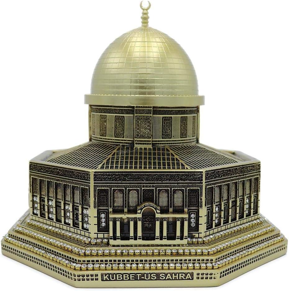 Islamic Turkish Home Decor Showpiece Gift Al Aqsa Mosque Dome of The Rock Jerusalem Replica (Gold)