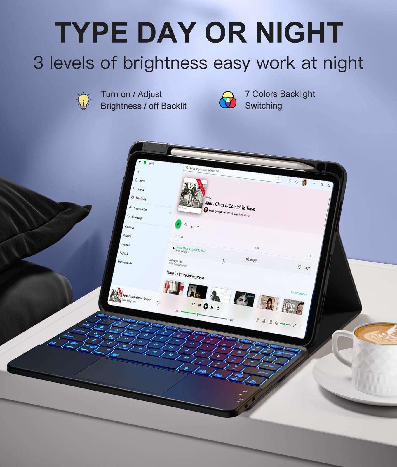 Harvopu Compatibile con iPad Air 11 pollici e Air 5th/Air 4a generazione custodia con tastiera, trackpad multi-touch, retroilluminazione a 7 colori, custodia a libro rimovibile per Air 11" M3/M2 (2025
