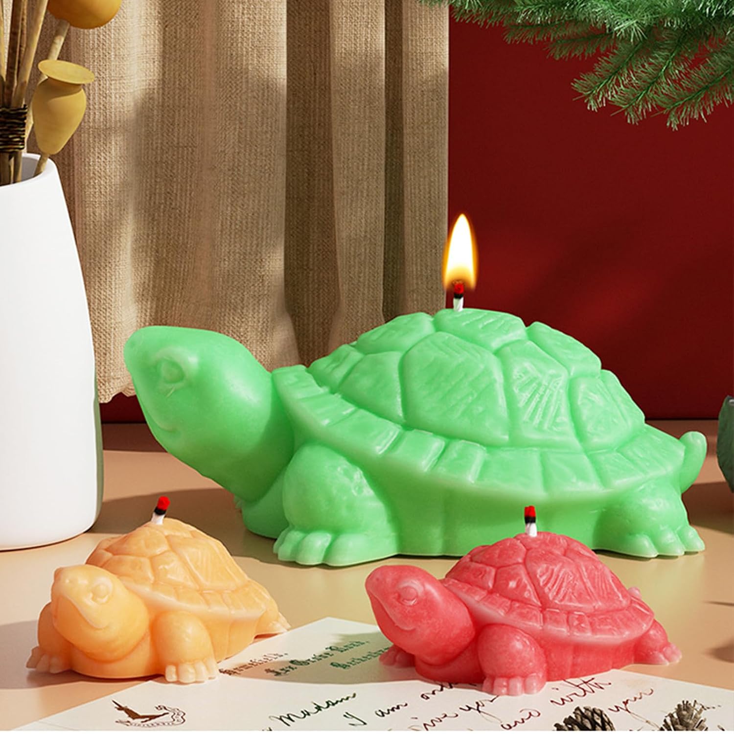 Wehous Turtle Silicone Molds, 2 Size Turtle Molds for Resin Candle Concrete, 3D Cute Animal Epoxy Resin Casting Polymer Clay Molds, Unique Wall Hanging Keychain Pendant Mold Soap Wax Art Craft DIY