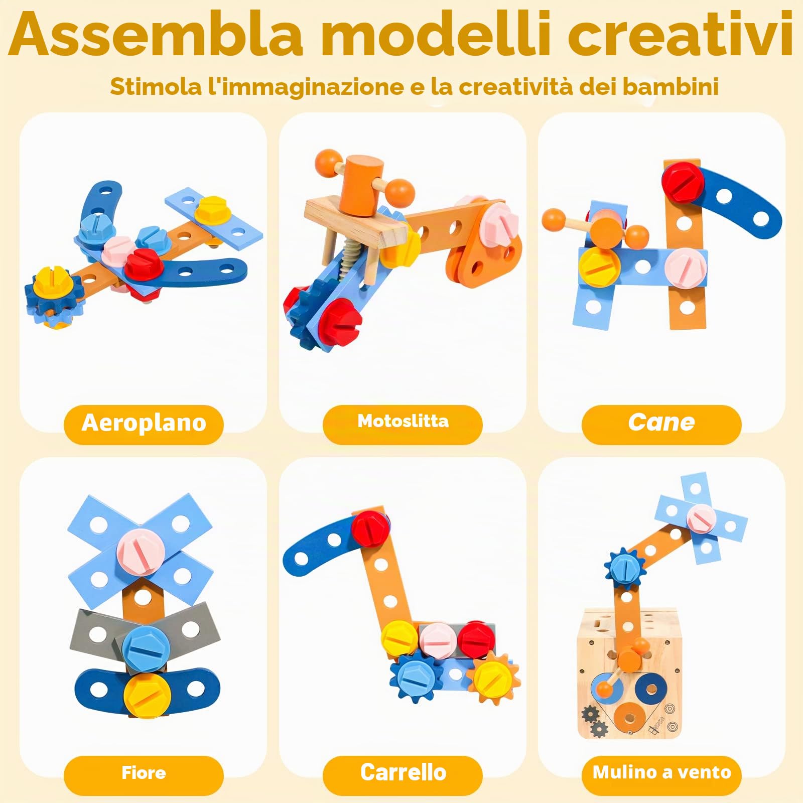 Cassetta Attrezzi Bambini, Banco da Lavoro per Bambino, Giochi Legno Costruzioni per Bambini con Grembiule, Giochi Bambina Bimbo Educativi Regalo Bimbo 2 3 4 Anni, 39 Pezzi Attrezzi Giocattolo Bambino