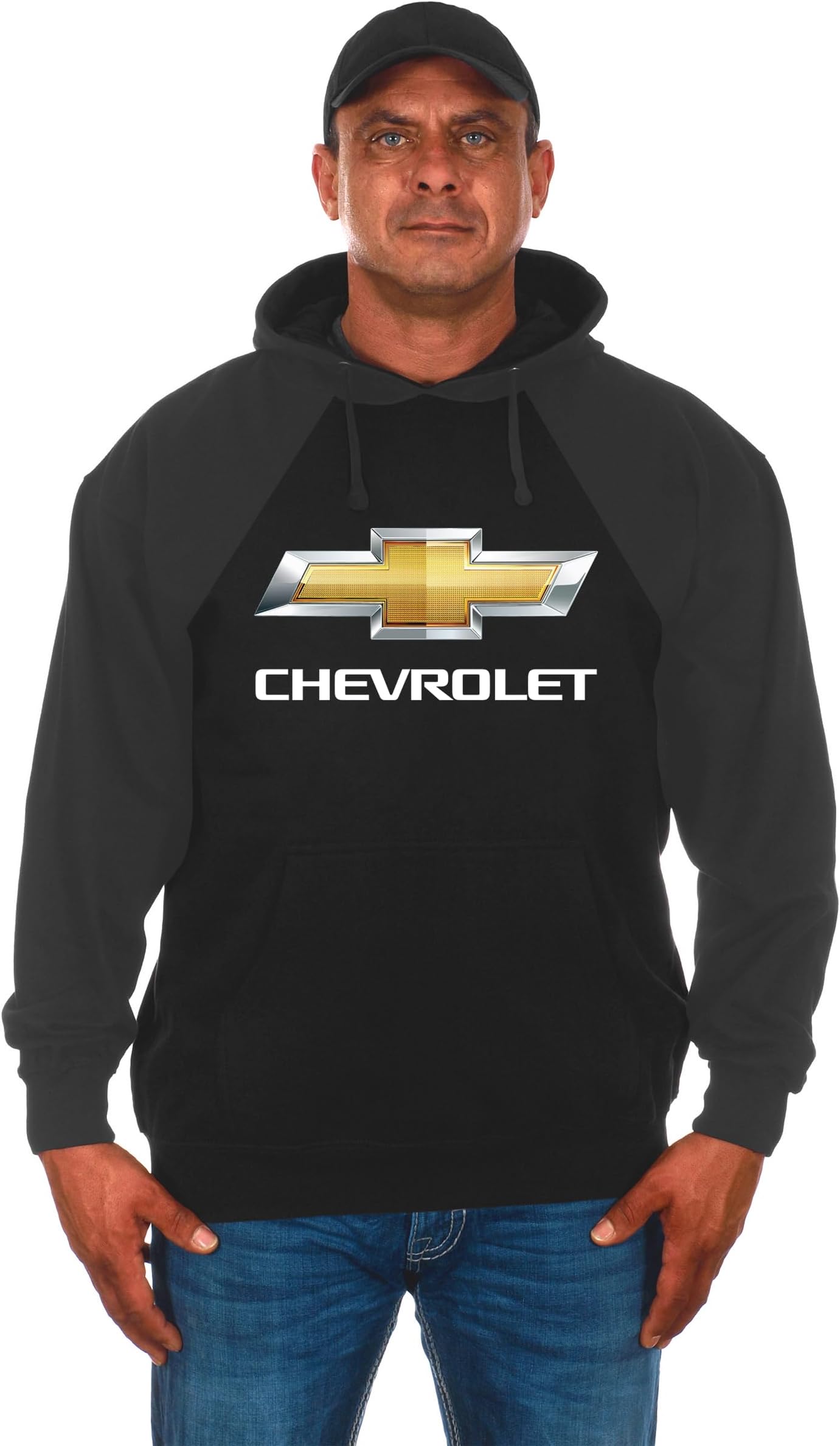 JH DESIGN GROUP Mens Chevy Bow Tie Logo Pullover Black Hoodie in 2 Styles