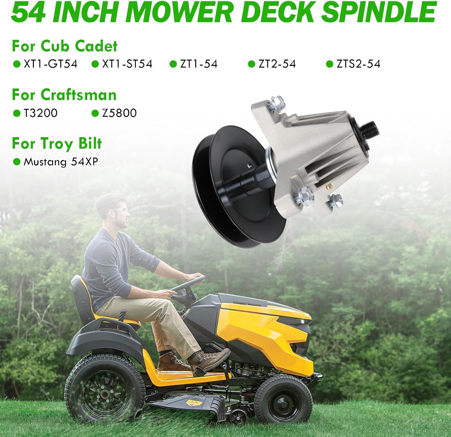 Mower Deck Spindle Compatible with Cub Cadet XT1-GT54,XT1-ST54,ZT1-54,ZT2-54,ZTS2-54.Craftsman T3200,Z5800.Troy Bilt Mustang 54XP with 54" Deck 618P09236 618-09236 3Pcs