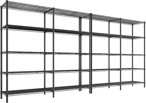 Miniatura 12 de REIBII Estantería de 5 niveles de alambre de metal resistente, estilo industrial, 61.7" de ancho x 72.4" de alto x 15.8" de profundidad, capacidad