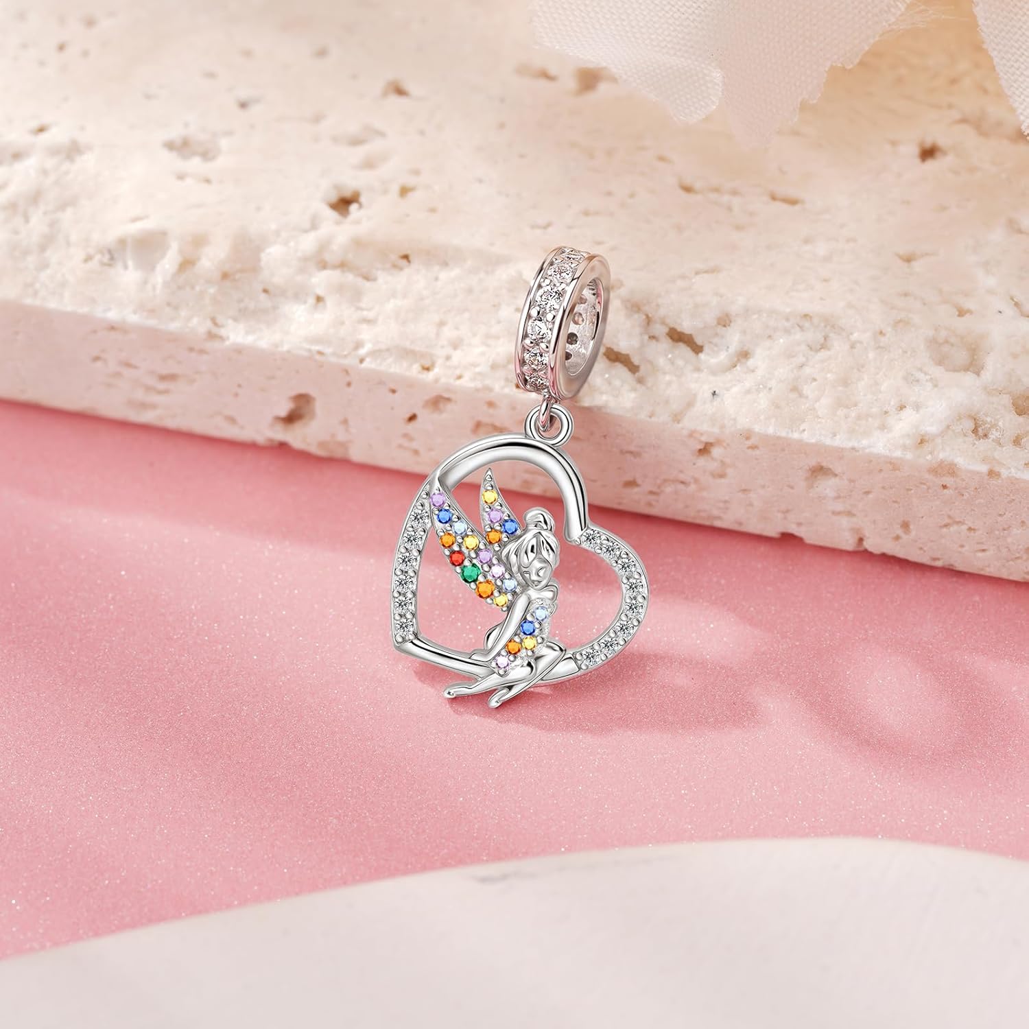 Fairy Charms Beads 925 Sterling Silver Flower Fairy Charms for Bracelets with Colored Zircon Elf Christmas Jewelry Gift for Women - Image 2