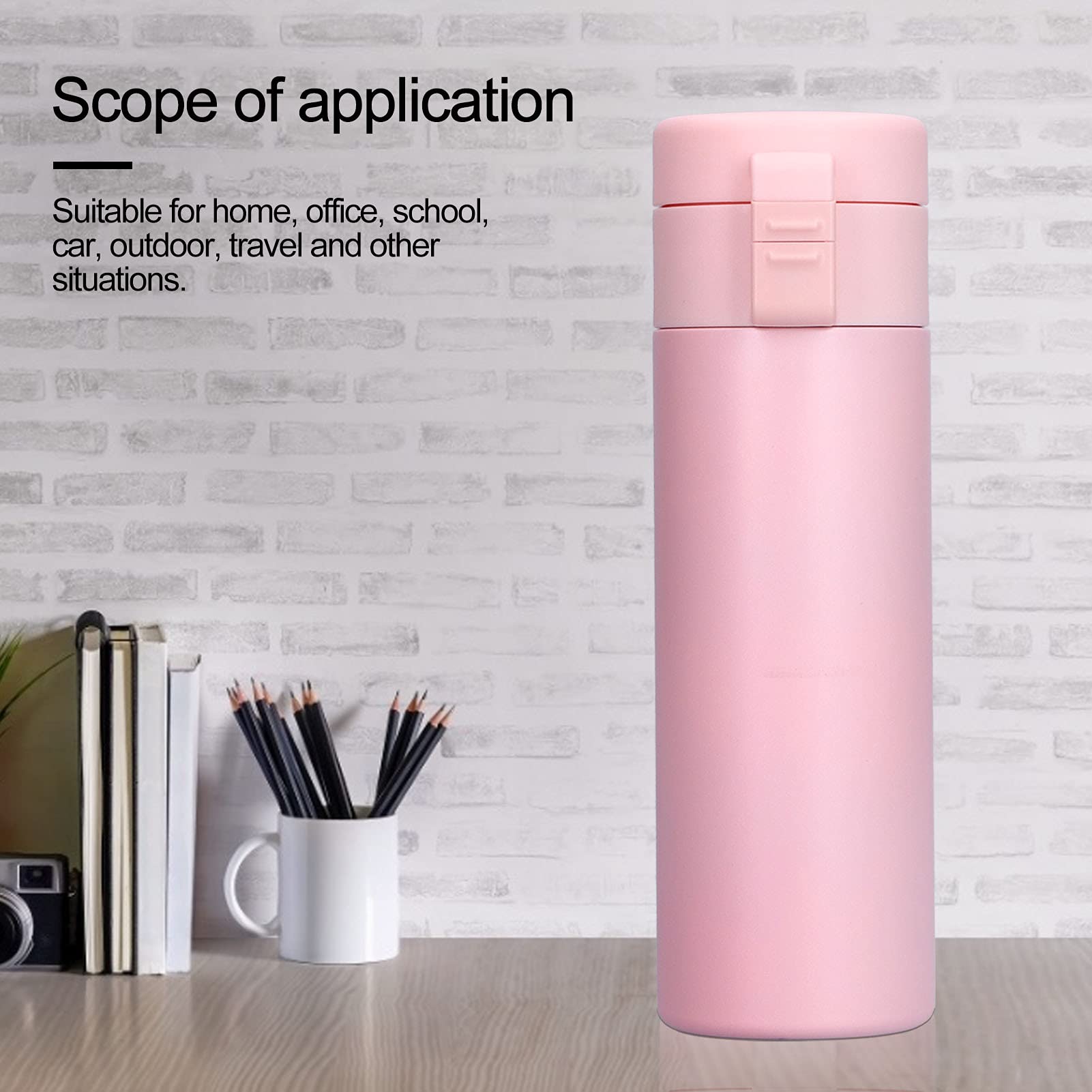 Cocoarm Mini Taza de Agua, Taza de Vacío de Acero Inoxidable de 410 Ml, Térmica de Doble Pared con Tapa de Bloqueo a Prueba de Fugas, Retención de Calor de 6 Horas, para Viajes, Oficina, Coche,