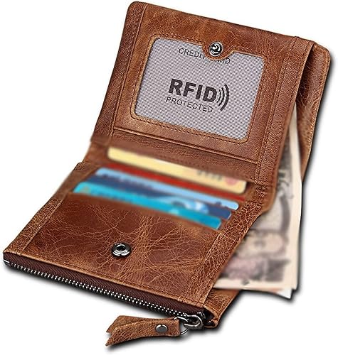Miniatura 3 de TAUFE Men's Wallets, Men's Crazy Horse Leather Leather Wallet for Man Wallet Short (Color Coffee)
