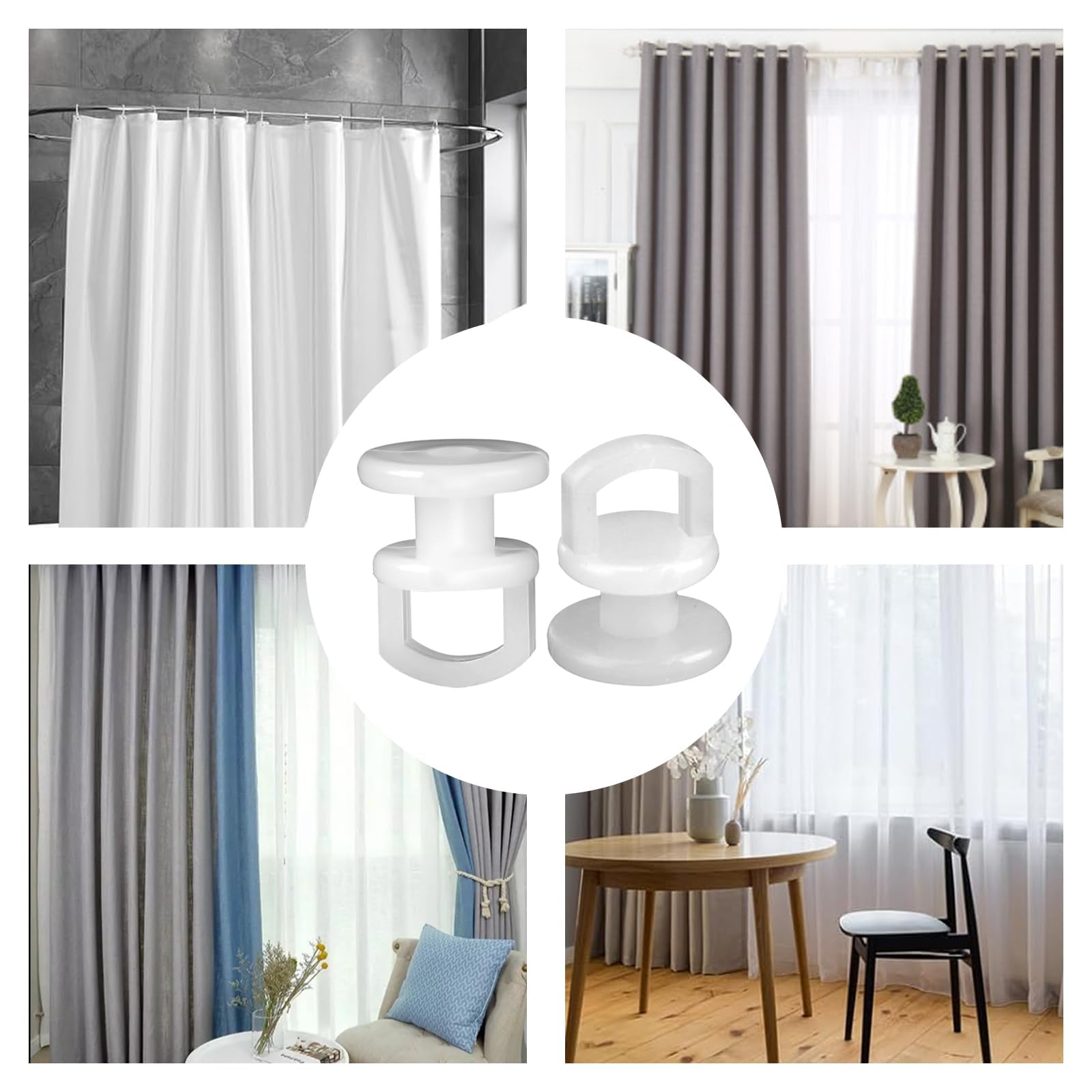 NIYATA 100Pcs Crochet de Rideau Rail Glisseur, Blanc pour Voitures, Bus et Autobus Scolaires