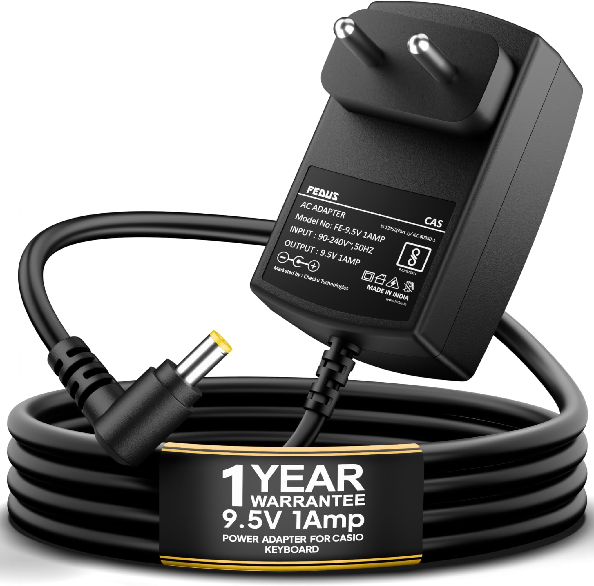9.5V 1 Amp AC/DC Power Supply Power Adapter for Cesio Keyboards with 6.5 Feet Extra-Long Power Cord Piano Adapter for Cesio Keyboards & Electronics Keyboard