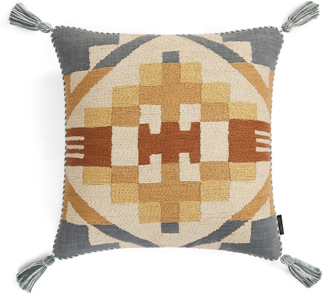 Pendleton Decorative Pillow - 100% Cotton Hypoallergenic Breathable Plush Soft Comfortable Luxury Home Decorative Pillow, (20" x 20", Carico Lake)