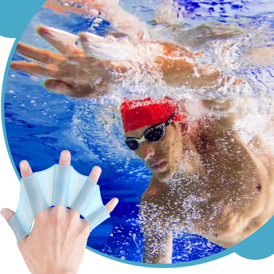 Surfing Schwimmpaddel Schwimmhandschuhe Webbed Aquatic Gloves Schwimmflossen für Schwimmtraining Schnorcheln L 1 Paar