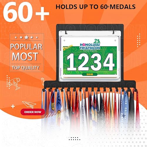 Miniatura 5 de Soporte de pared para medallas de carrera, exhibición de medallas de maratón y colgador de medallas de corredor, exhibición de medallas para correr,