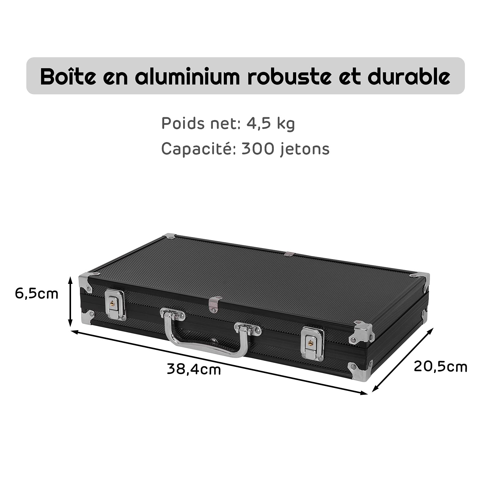 GOPLUS Mallette de Poker avec 300 Jetons, 2 Jeux de Cartes en Plastique, 5 Dés, 1 Bouton Dealer, Etui en Aluminium, Jeu de Casino Professionel Convient à la Famille et aux Amis (Noir)