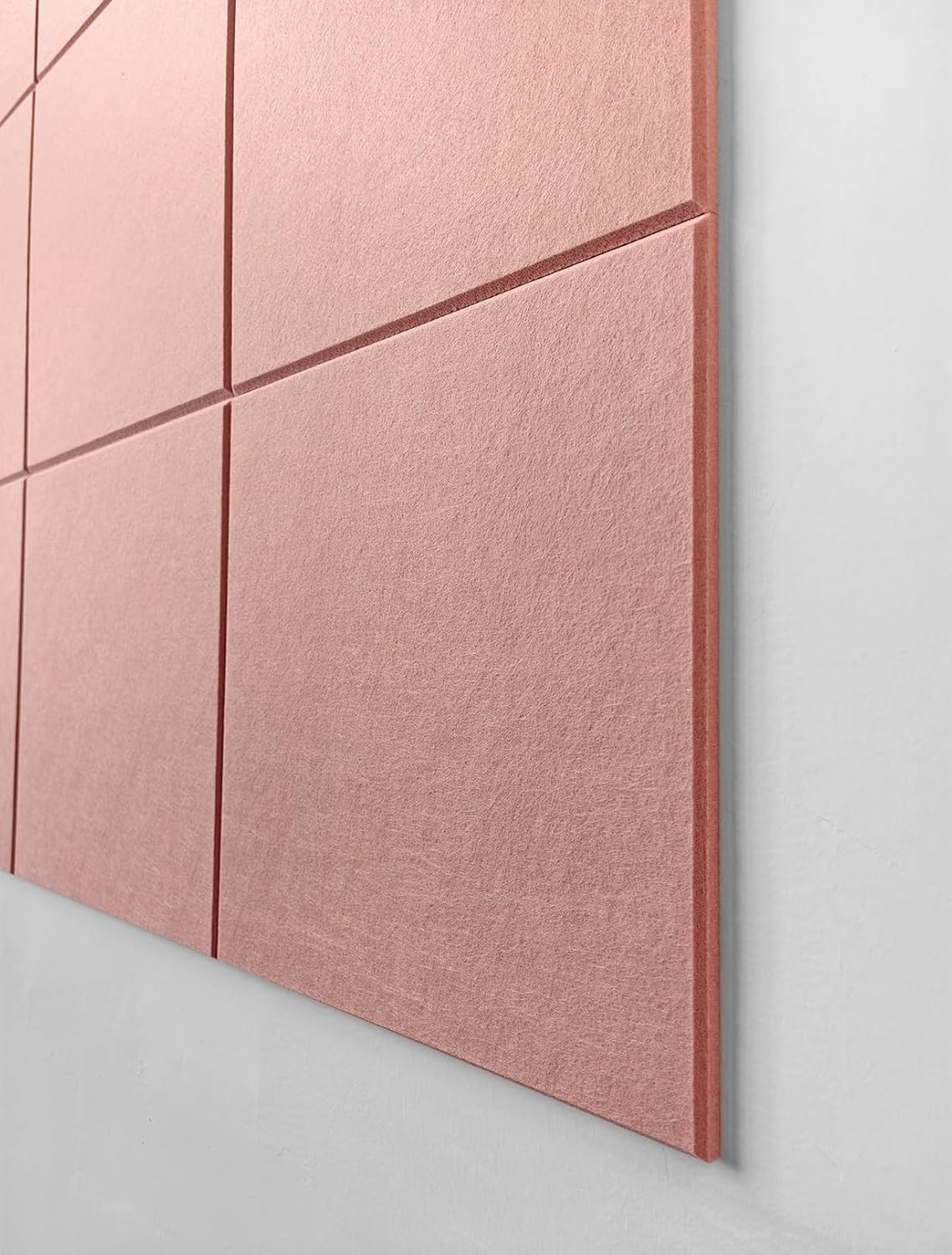 Bulletin Board Alternative - 6 Pack Felt Wall Tiles with Safe Removable Adhesive Tabs - Home Office wall décor - Pink