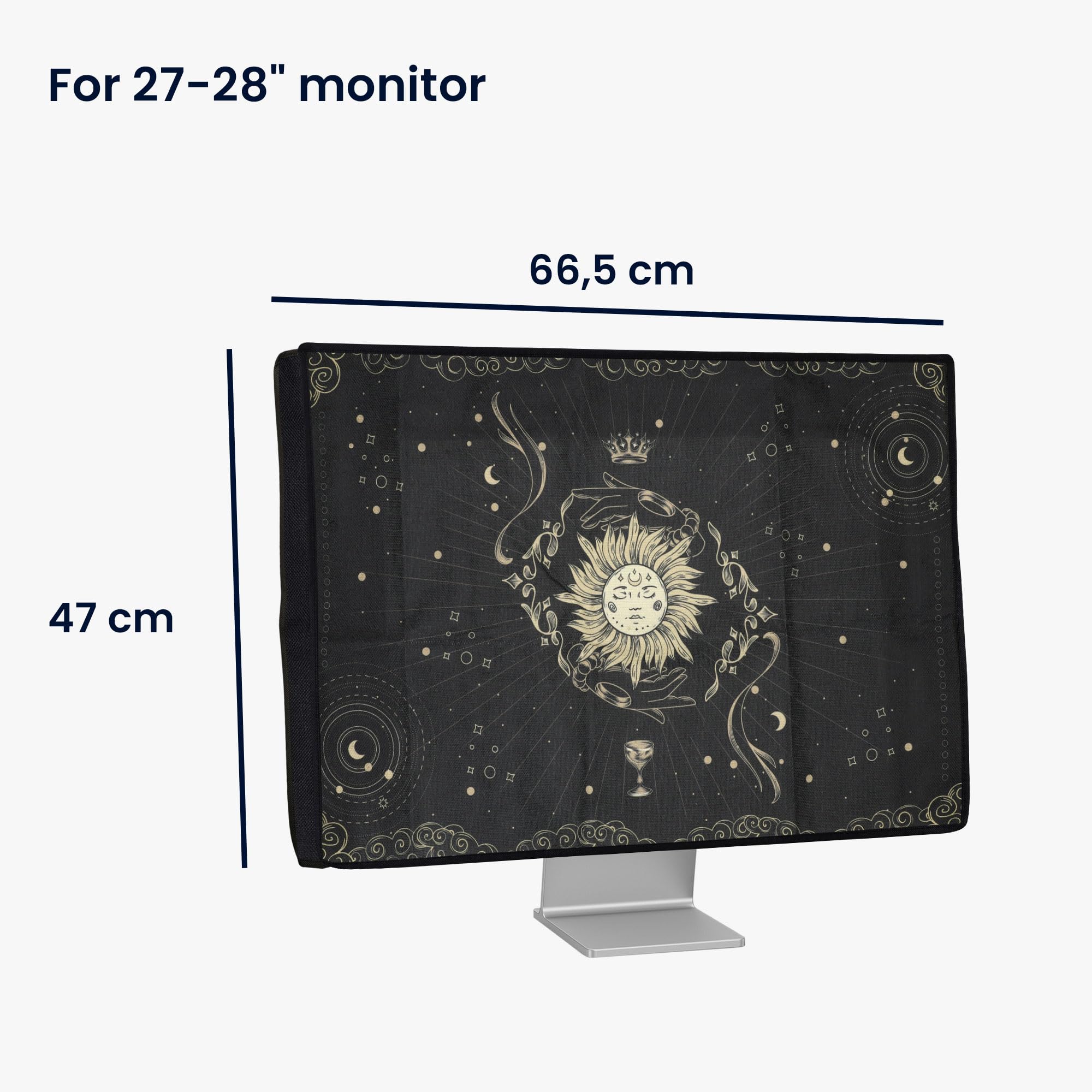 kwmobile Housse écran ordinateur compatible 27-28" moniteur protection PC en lin bleu foncé jaune noir