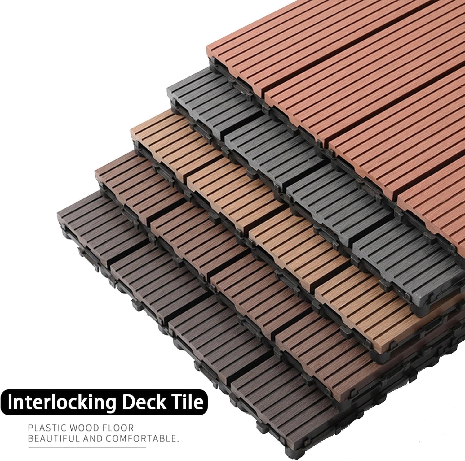 Dalles et lames de terrasse en composite, Tuiles de verrouillage extérieures d'intérieur de plate-forme de WPC multicolores 30x30x2 cm 10 pièces(L-Chocolate)