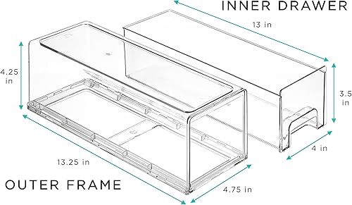 Miniatura 2 de Sorbus Pequeños cajones apilables transparentes, almacenamiento de plástico con asas, para manualidades, ropa, medicinas, maquillaje, armario,