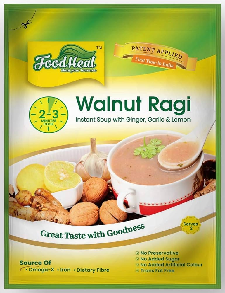 Walnut Ragi Instant Soup with Ginger, Garlic & Lemon (Patented