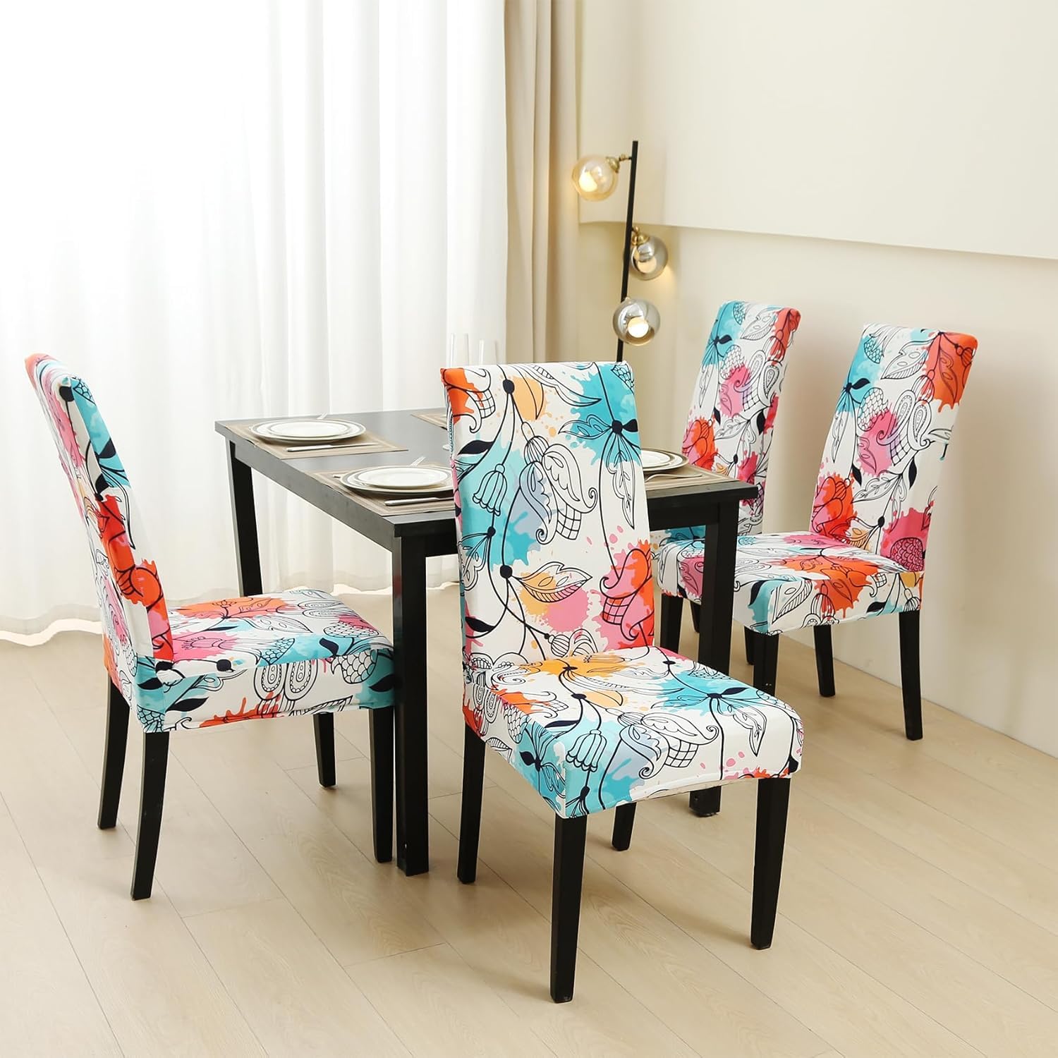 NDMMSO Dining Room Chair Covers Set of 4 Super Fit Stretch Removable Washable Dining Chair Protector Cover Seat Slipcover for Hotel Dining Room - Image 2