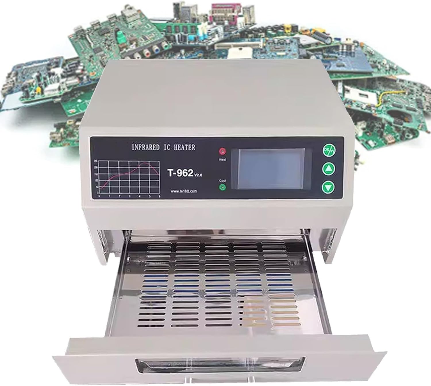 Reflow Oven, Infrared Heater Soldering Machine, PCB Board SMD SMT BGA Rework Station Tool, Can Connect Computer800W(220V)