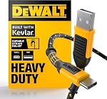 DEWALT Heavy Duty USB C Cable, Premium Braided Nylon USB A to Type C Charger Cable Fast Charging for iPhone 17/16/15 Series, Samsung Galaxy S10 S10+ / Note 9, LG V30 (USB 2.0, Black)