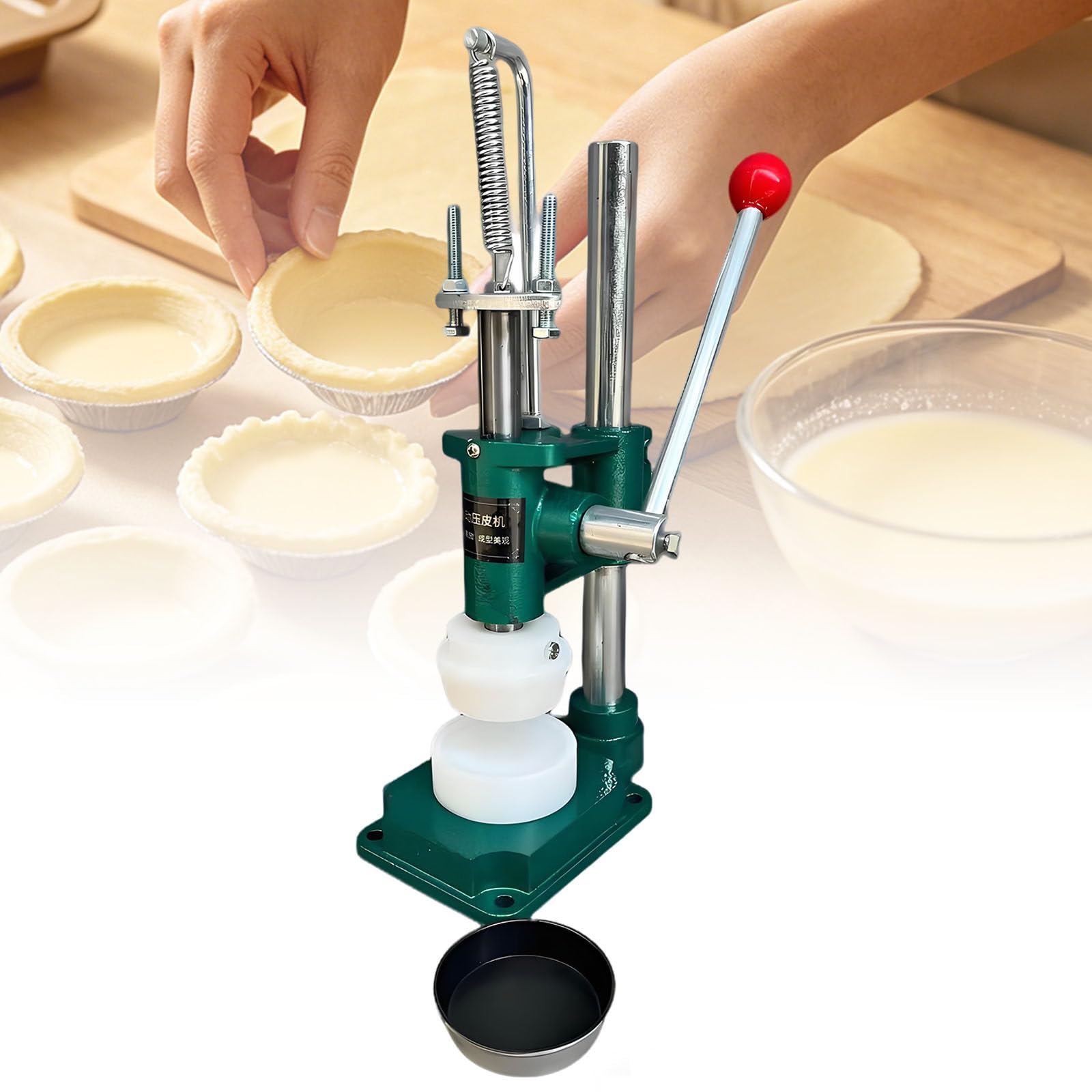 Ymnogjie Tart Press Machine,Adjustable Thickness for Custard Tarts,Pie Crusts,and Waffle Cones SN6200
