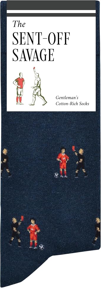 The Sent-Off Savage - Funny Football Men's Socks - Novelty Gift for Men