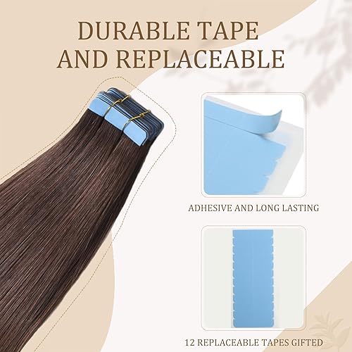 Miniatura 9 de Extensiones de cabello humano adhesivas, invisibles, sin costuras, rubio ceniza y rubio 613, 100% Remy, extensiones de cabello humano real, 1.41