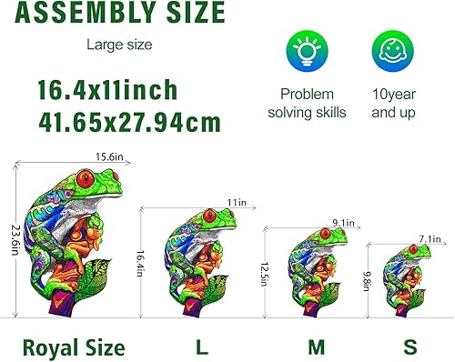 Miniatura 4 de Jigfoxy Rompecabezas de madera para adultos, rompecabezas de madera de rana de árbol, rompecabezas únicos con forma de animal, regalos de Navidad de