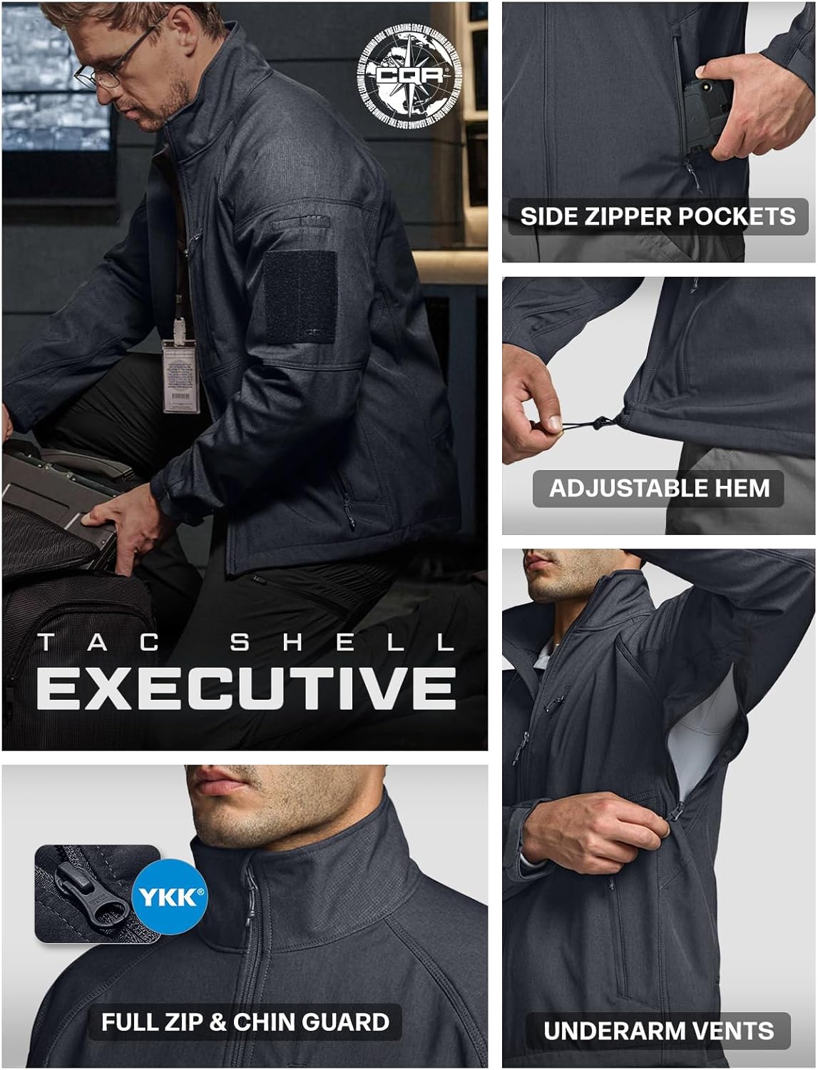 CQR Men's Tactical Softshell Jacket, Winter Warm Fleece Lined Coat, Water Resistant Outdoor Hunting Hiking Rain Windbreaker - Image 6