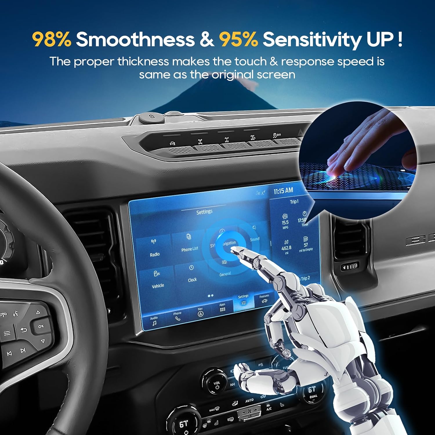 For 2025 Ford Bronco Screen Protector(2pcs) 2021-2025 Bronco(Outer Banks,Badlands,Wildtrak,Everglades,Heritage Limited Edition,Raptor) 12 Inch Navi Touchscreen [Matte Glass] Anti-Glare Matte 9H Glass