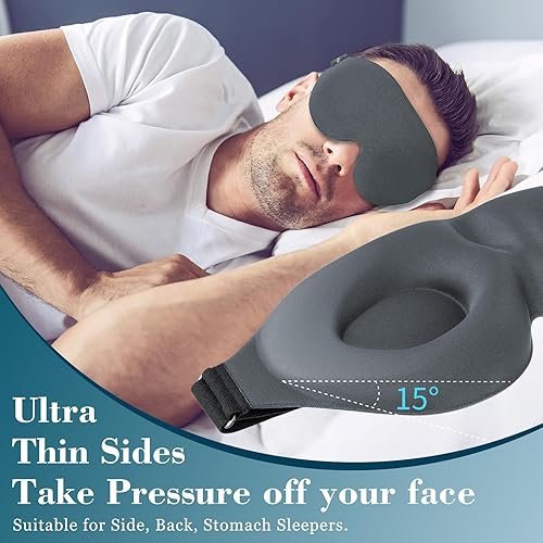Miniatura 3 de Máscara para dormir ZGGCD para dormir de lado, antifaz para dormir con bloqueo de luz para mujeres y hombres, antifaz nocturno con contorno 3D,