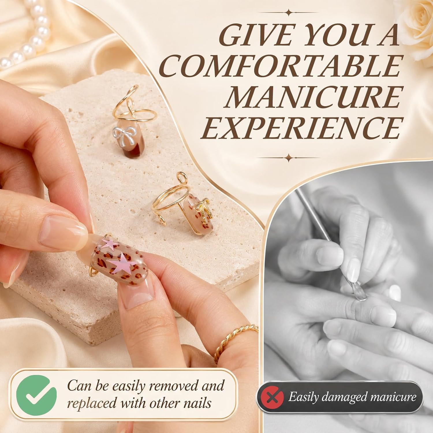 20Pcs Nail Rings with 240Pcs Adhesive Nail Tab Fingernail Ring