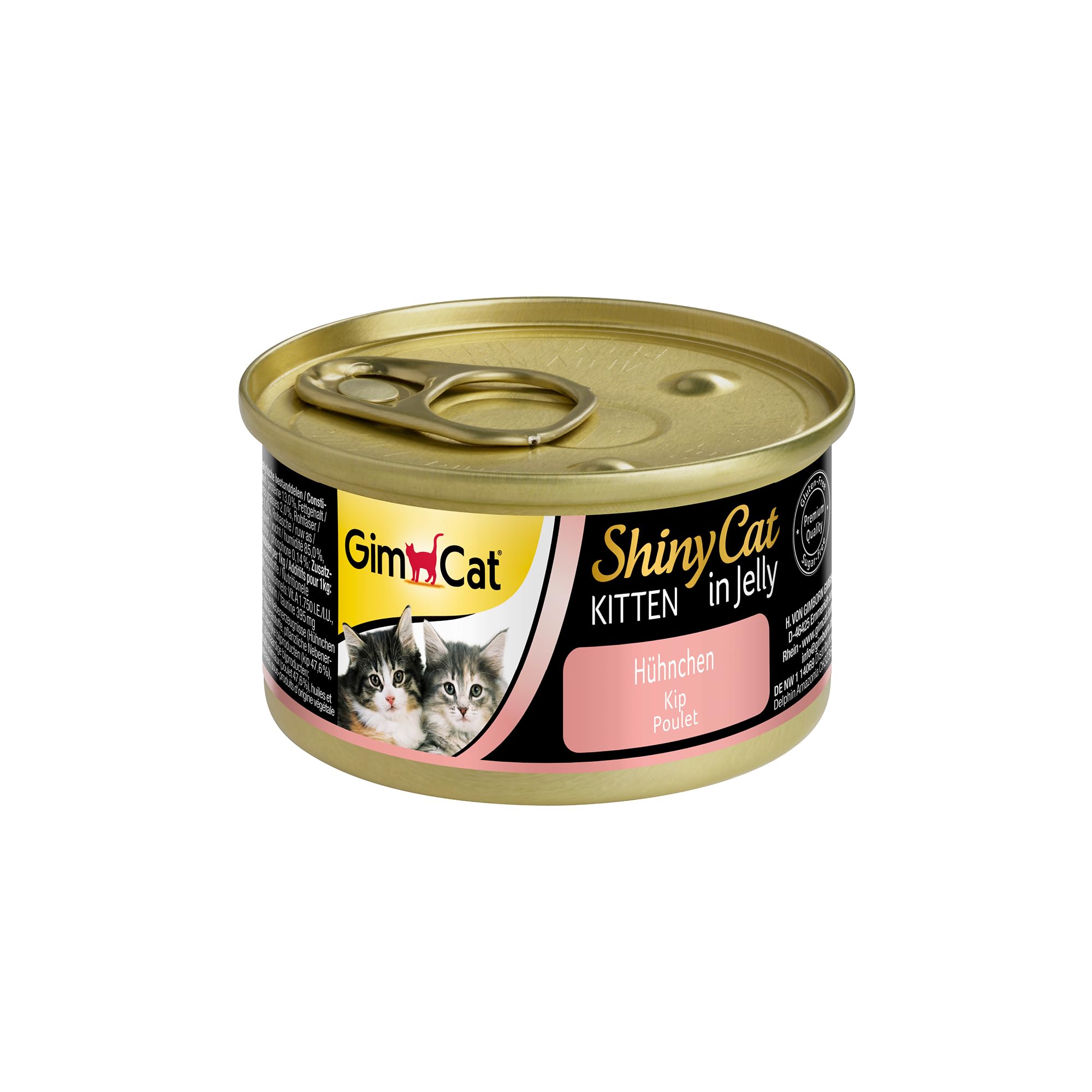 GimCat ShinyCat Kitten in Jelly pollo - Alimento húmedo para gatitos jóvenes, con carne y taurina - 24 latas (24 x 70 g)