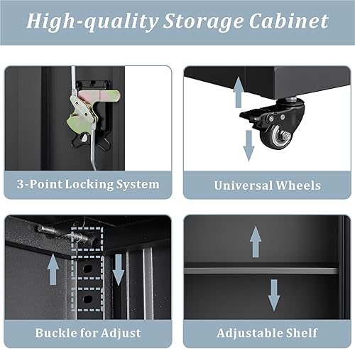 Vista 36 de LUCYPAL Armario de almacenamiento de metal con puertas de bloqueo, gabinete de metal de 72 pulgadas de alto con 4 estantes ajustables, armario alto