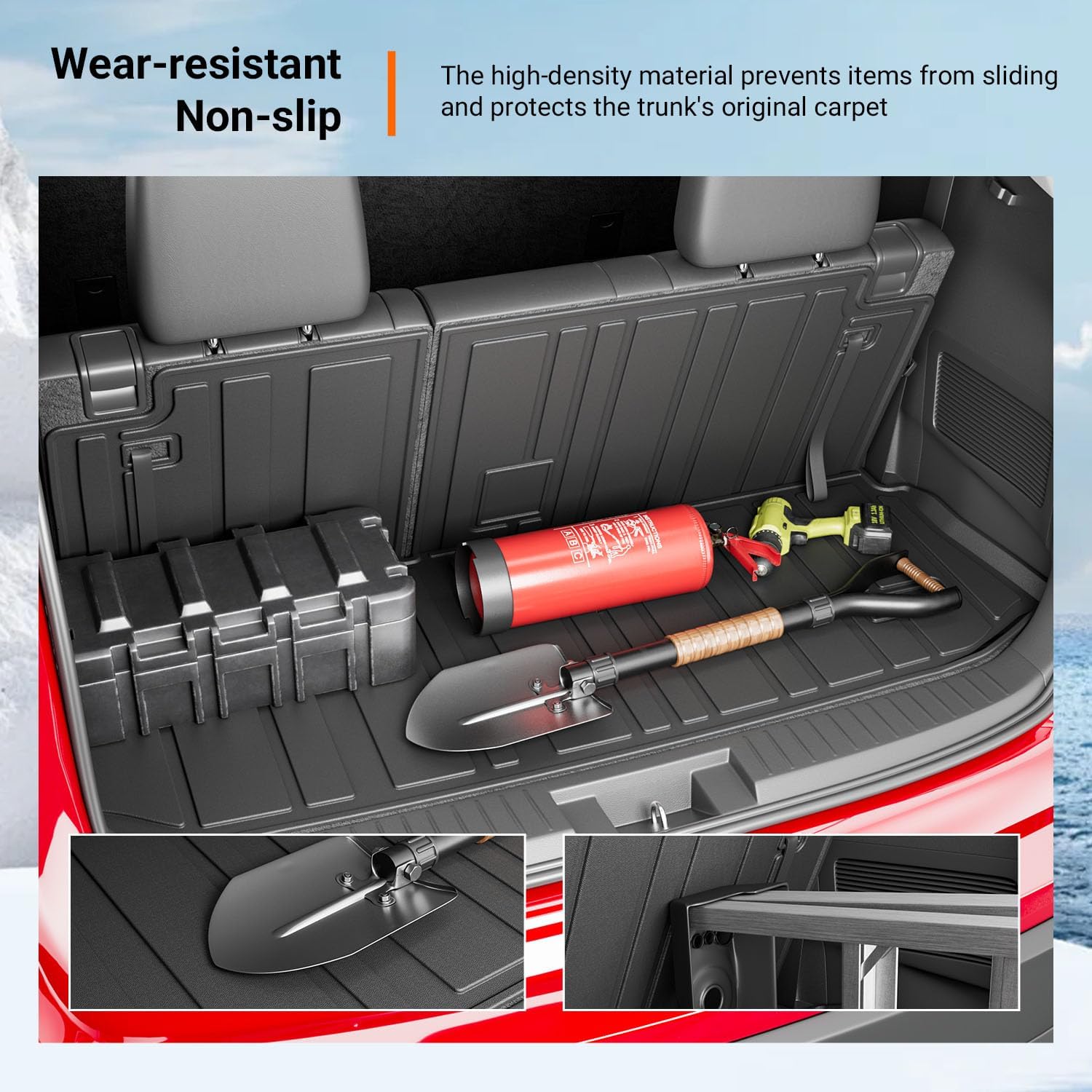 powoq Cargo Mat Compatible with 2020-2026 Toyota Highlander Backrest Mat TPE Cargo Liners Replacement for Toyota Highlander Accessories (Fit 2020-2026 Highlander,Rear Cargo Mat with Backrest Mat)