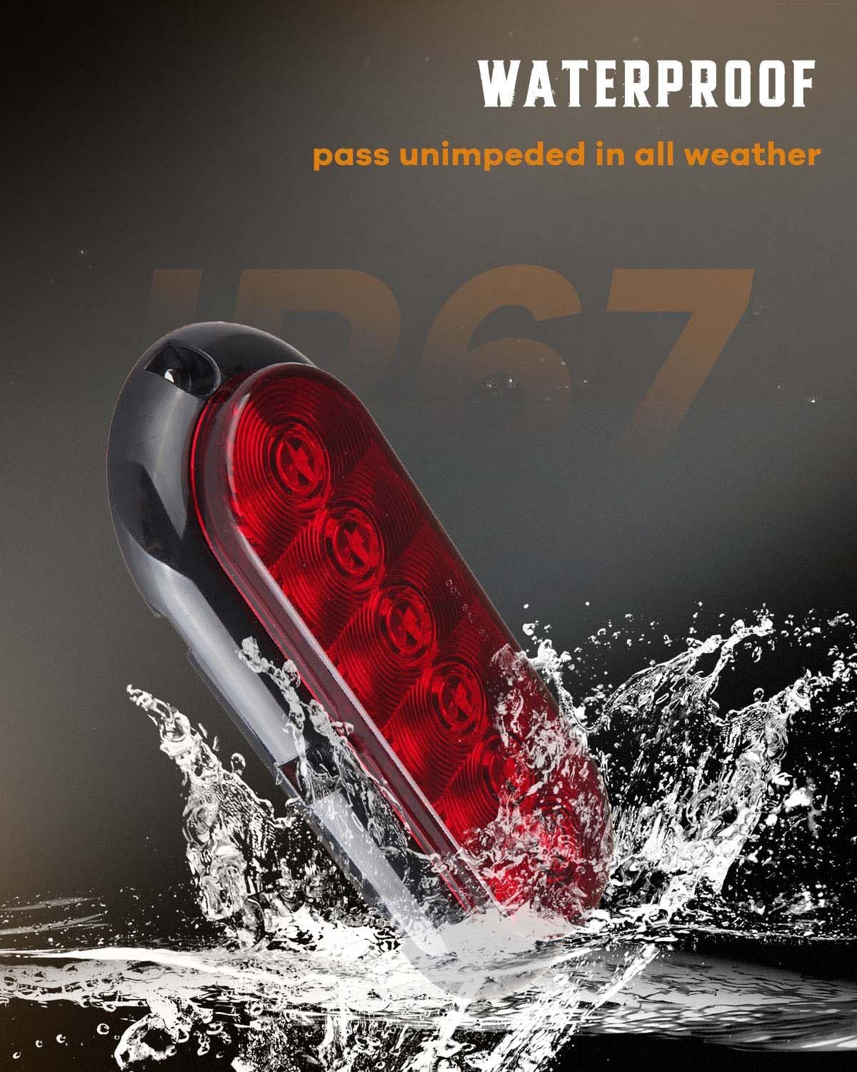 cciyu 8x Amber+Red 6" Oval Trailer Tail Lights 6 Inch Oval Stop Turn Tail Brake Light DOT Certified Marker Lights Waterproof Stop Brake Turn Trailer Lights for RV Truck Boat Trailer Waterproof