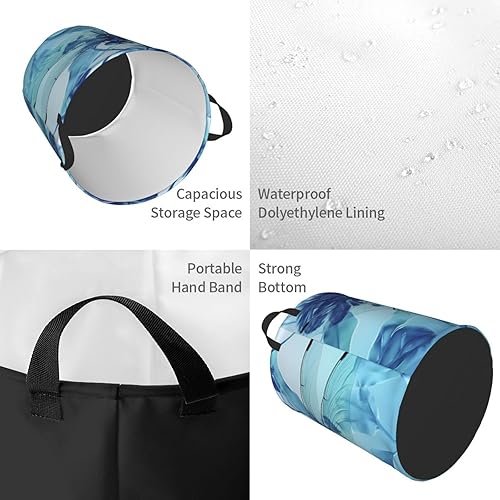 Miniatura 4 de Cesta circular con estampado de libélula azul artística impermeable, cesta organizadora de almacenamiento con asas para ropa, juguetes, tamaño