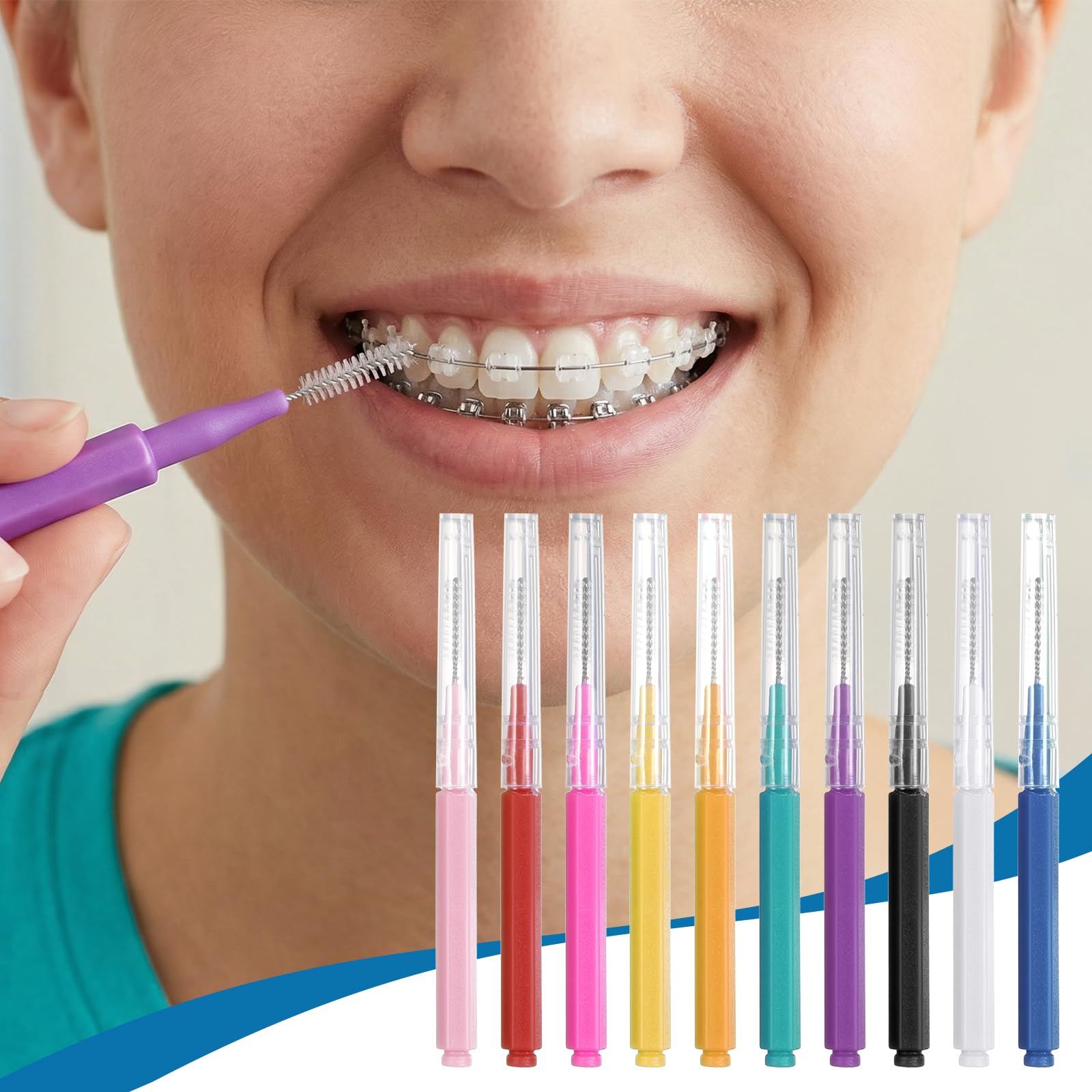 Szczotki międzyzębowe 100 szt. narzędzi do czyszczenia dentystycznego, kostki do nici dentystycznej, wykałaczki do higieny jamy ustnej, nitkownica, higiena jamy ustnej, wykałaczki, narzędzie do