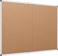 VIZ-PRO Foldable Cork Bulletin Board 48x36 Inch Self-Healing Notice Board Silver Aluminum Frame